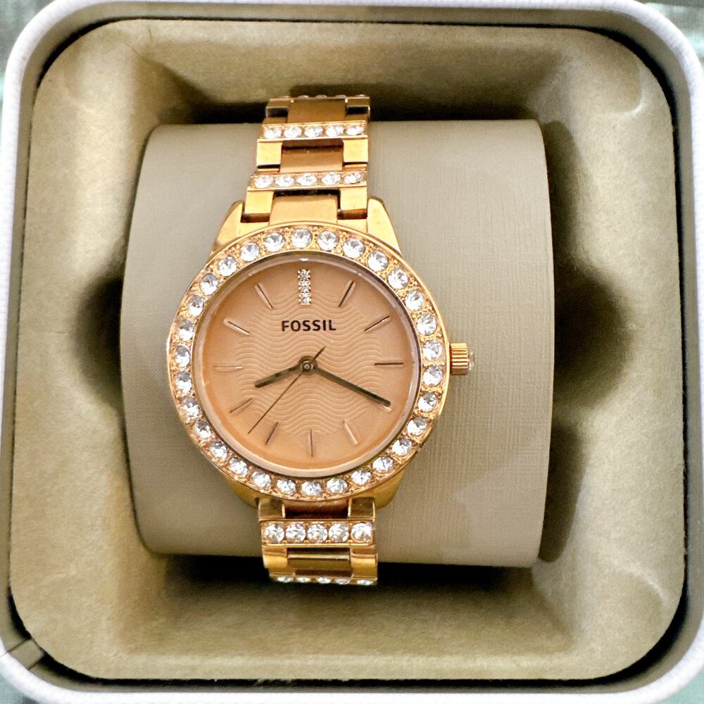 Fossil ES3020 Jesse Rose Three-Hand Day-Date Gold-Tone Stainless Steel Watch
